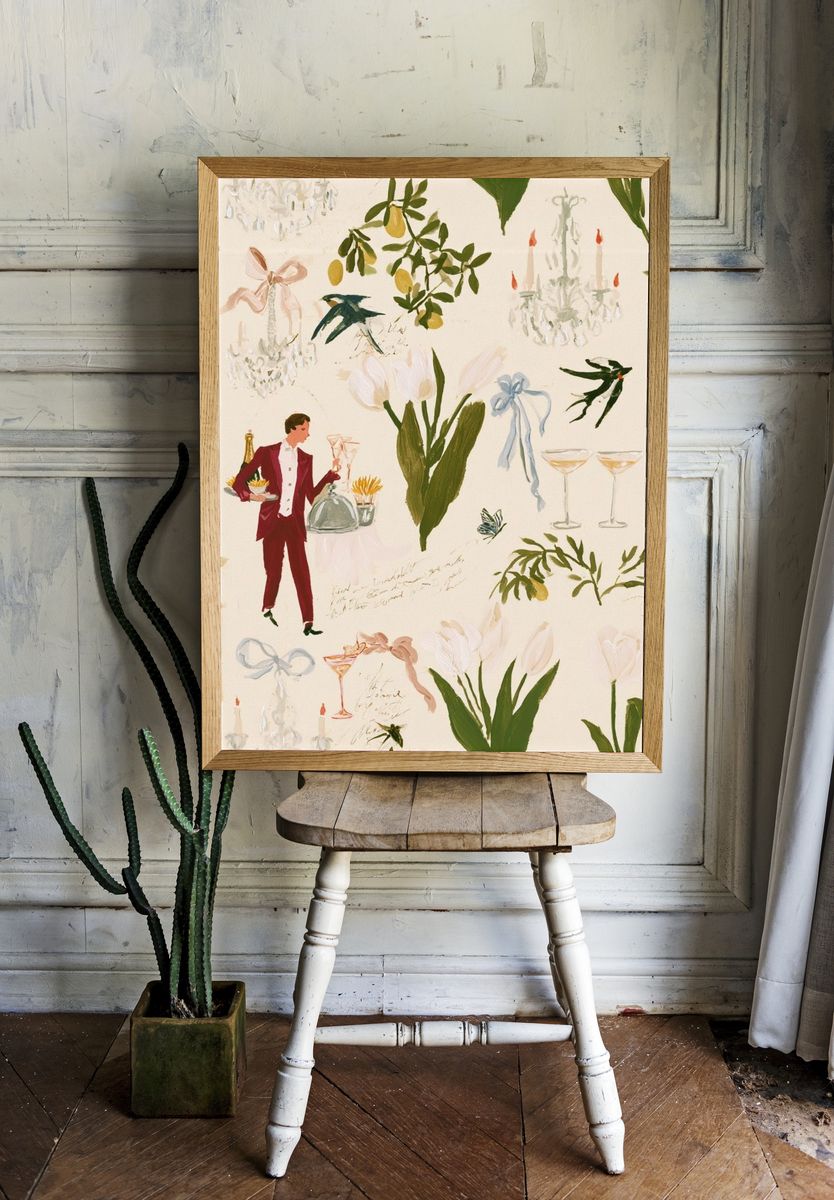 Garden Cocktail Illustration Poster. room preview