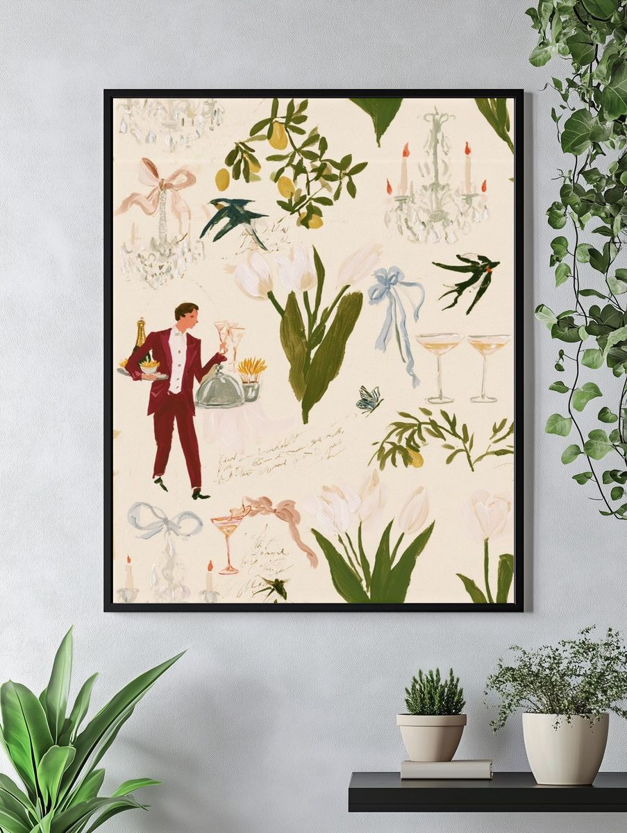 Garden Cocktail Illustration Poster. — room view 4