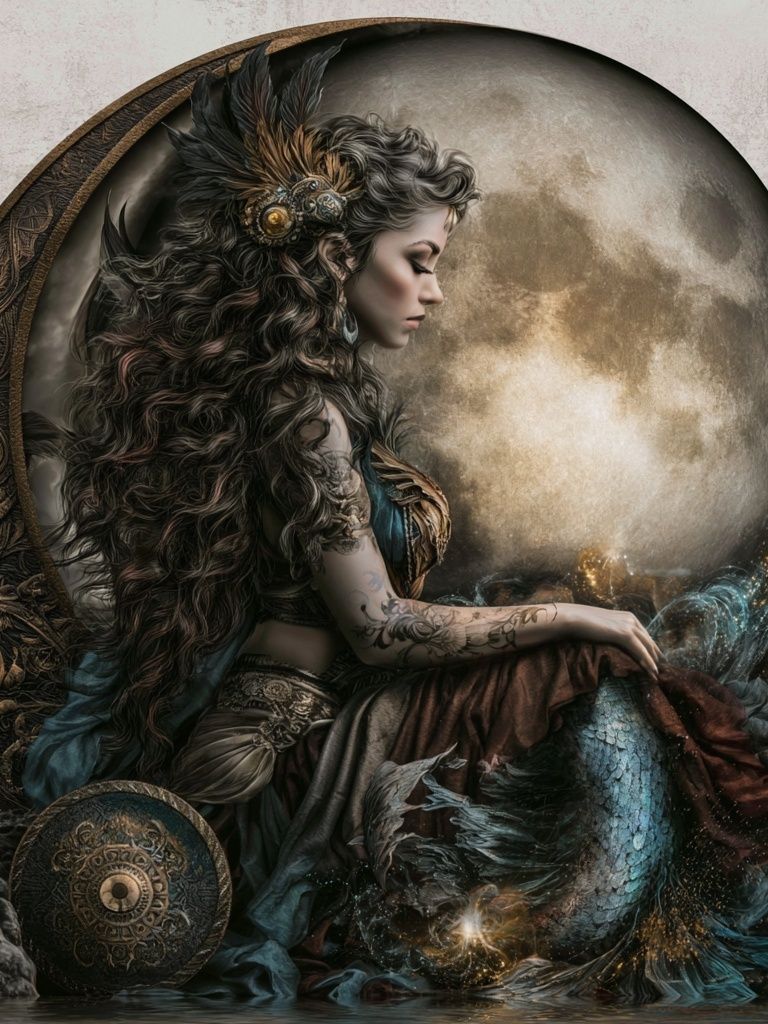 Mystic Mermaid Portrait Print. poster — illustration art