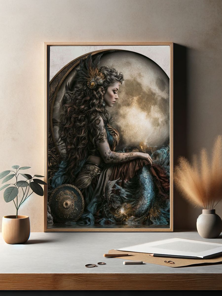 Mystic Mermaid Portrait Print. — room view 2