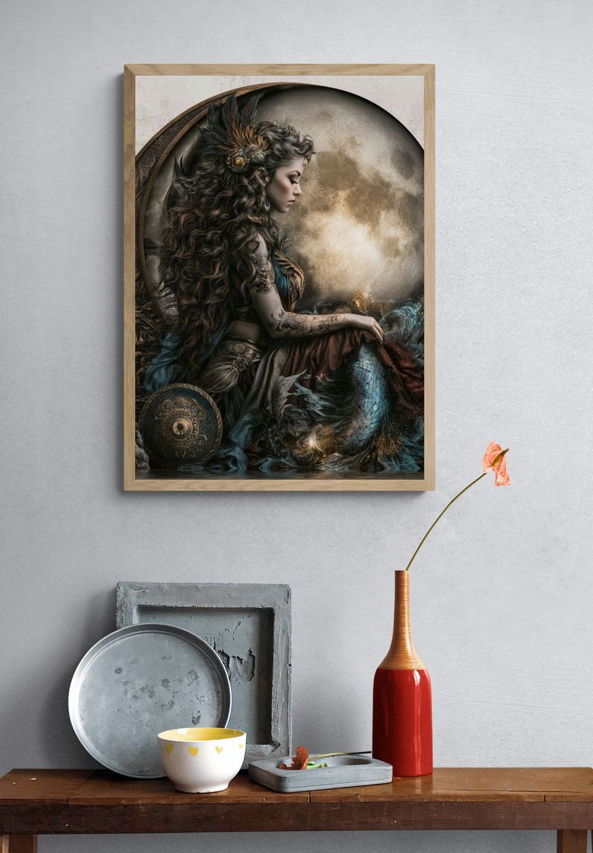 Mystic Mermaid Portrait Print. — room view 3