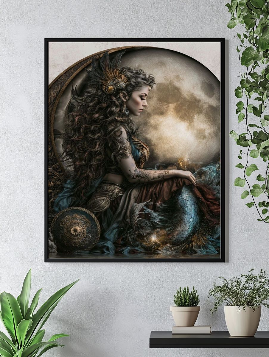 Mystic Mermaid Portrait Print. — room view 4