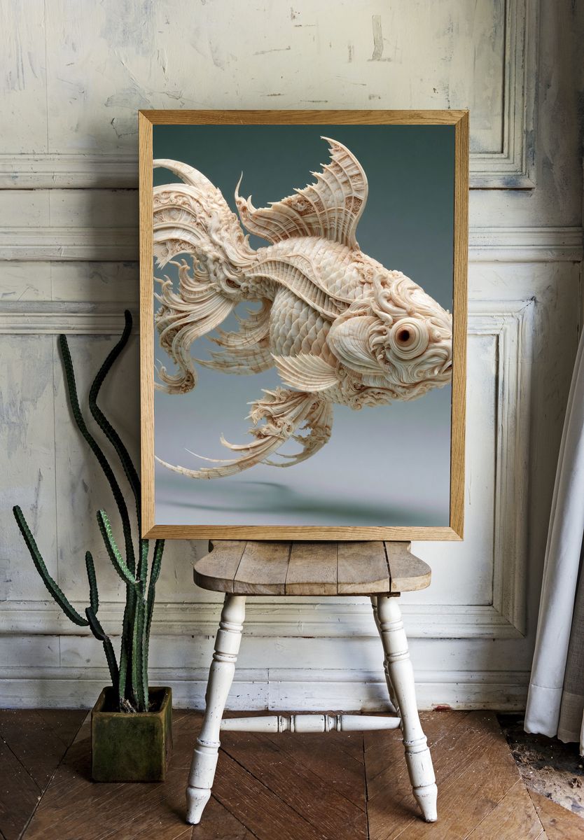 Ornate Koi Fish Illustration Poster. room preview