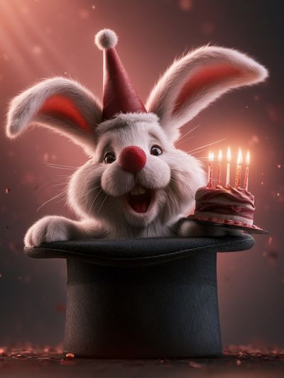 Birthday Bunny Magic Illustration Poster.
