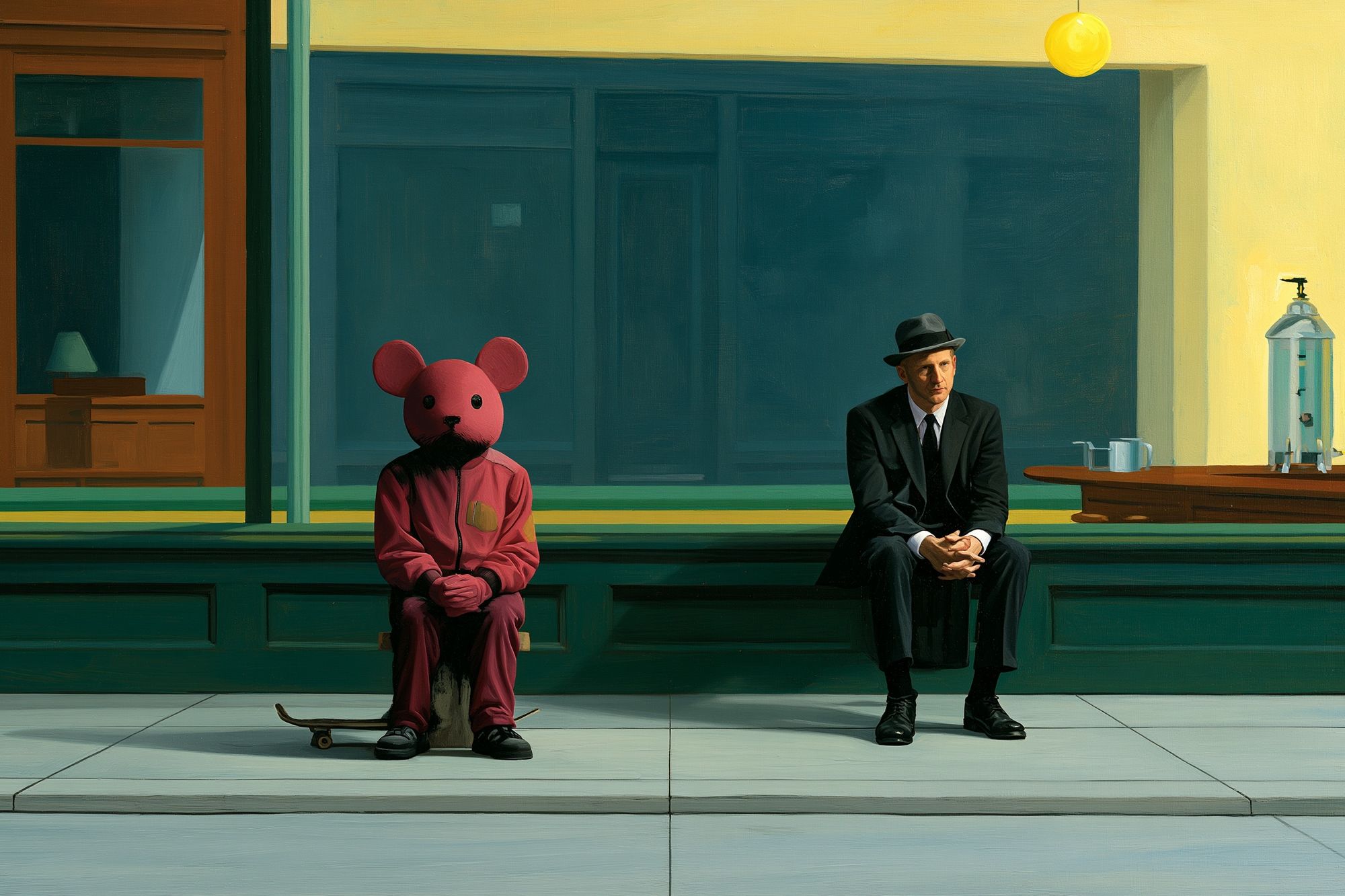 Surreal Waiting Room Illustration Poster. poster detail