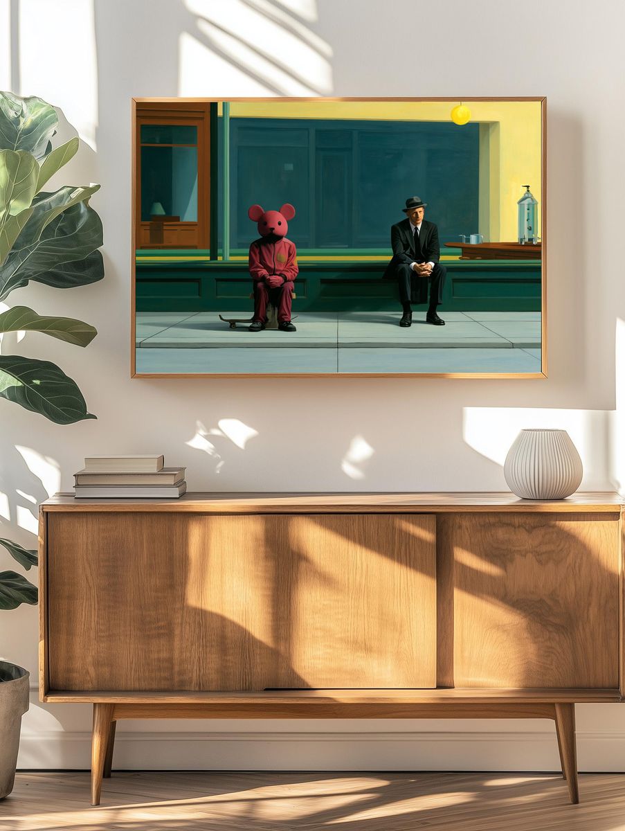 Surreal Waiting Room Illustration Poster. — room view 3