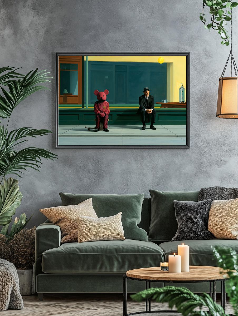 Surreal Waiting Room Illustration Poster. — room view 4