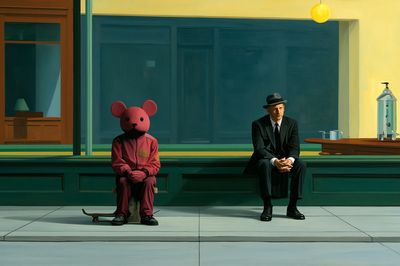 Surreal Waiting Room Illustration Poster.