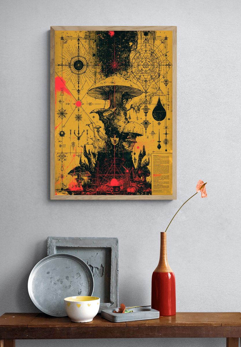 Surreal Mushroom Alchemy Print. — room view 3