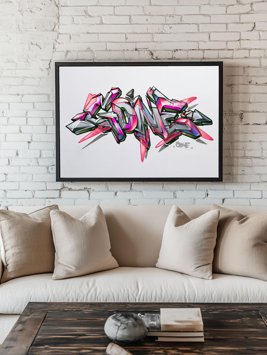 Neon Graffiti One Poster. — room view 1