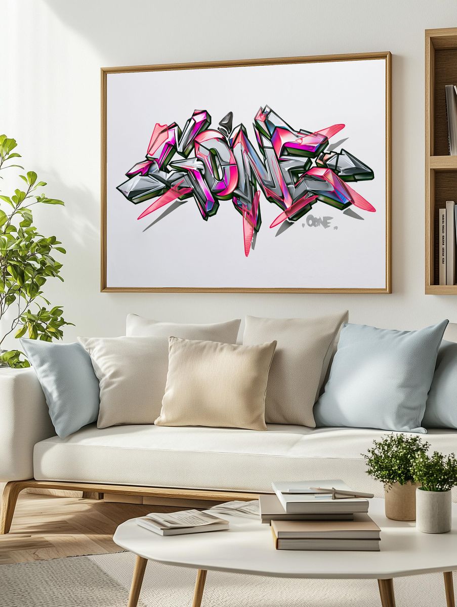 Neon Graffiti One Poster. — room view 2