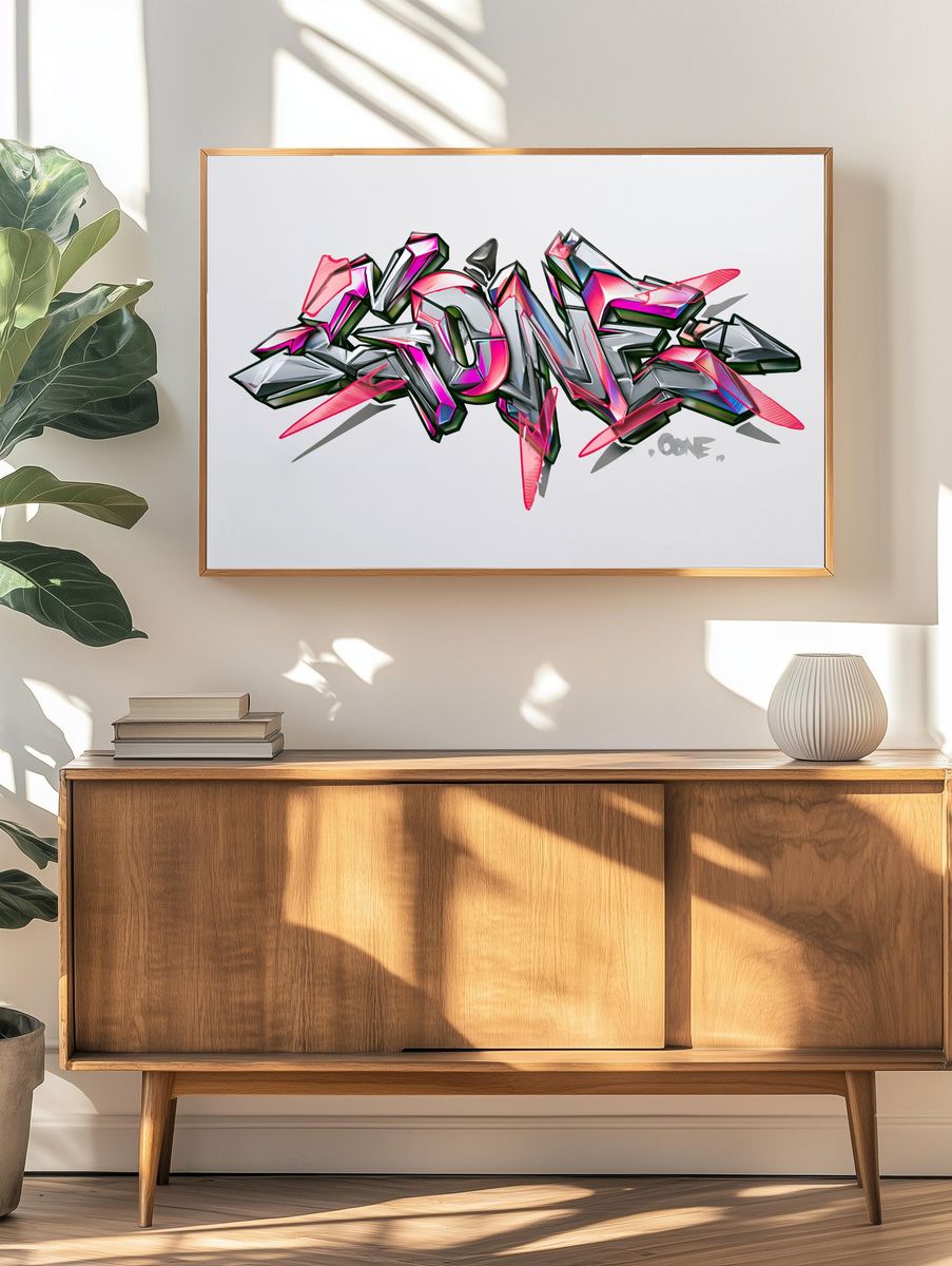 Neon Graffiti One Poster. — room view 3
