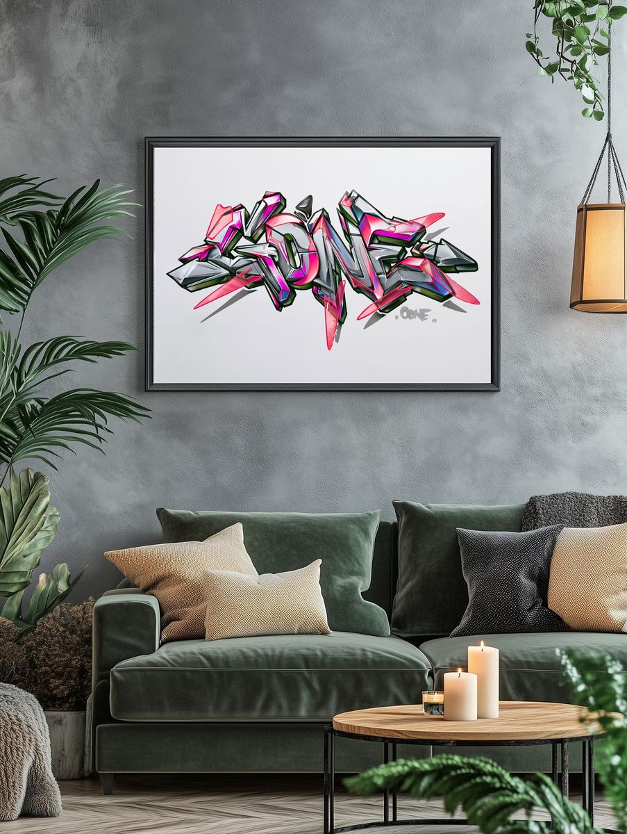 Neon Graffiti One Poster. — room view 4