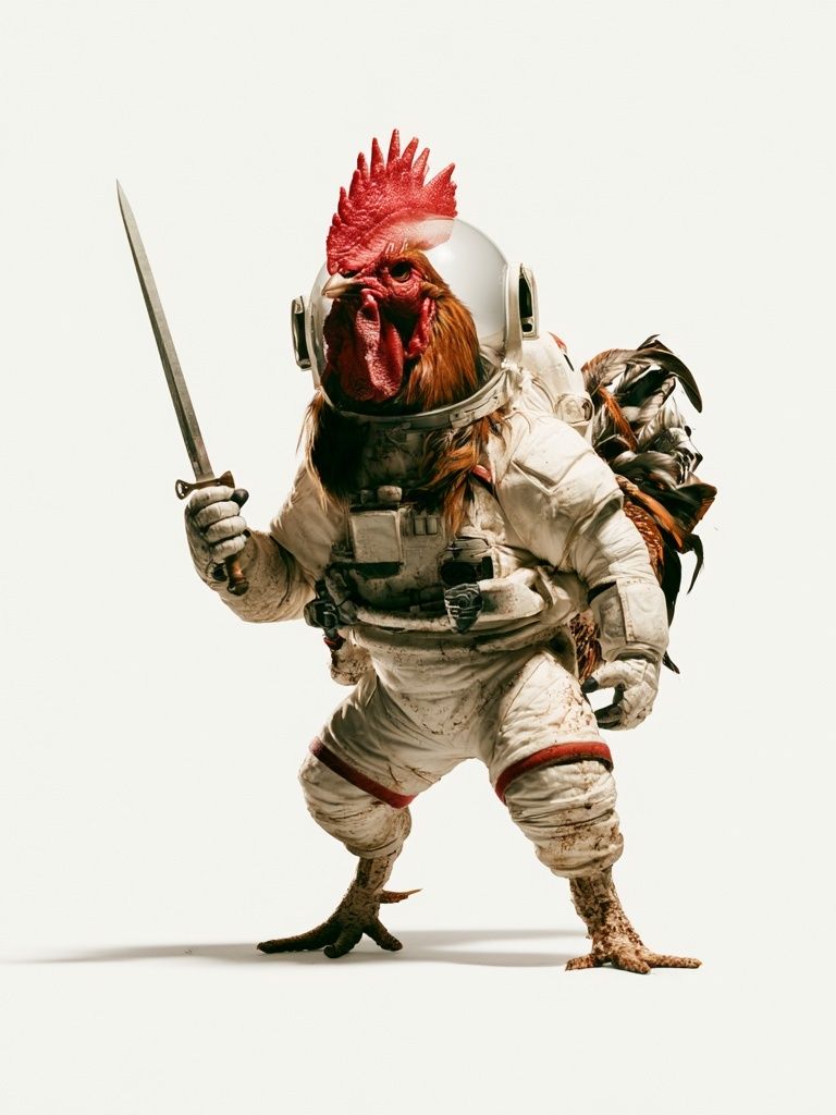 Astronaut Rooster Illustration Poster. poster detail