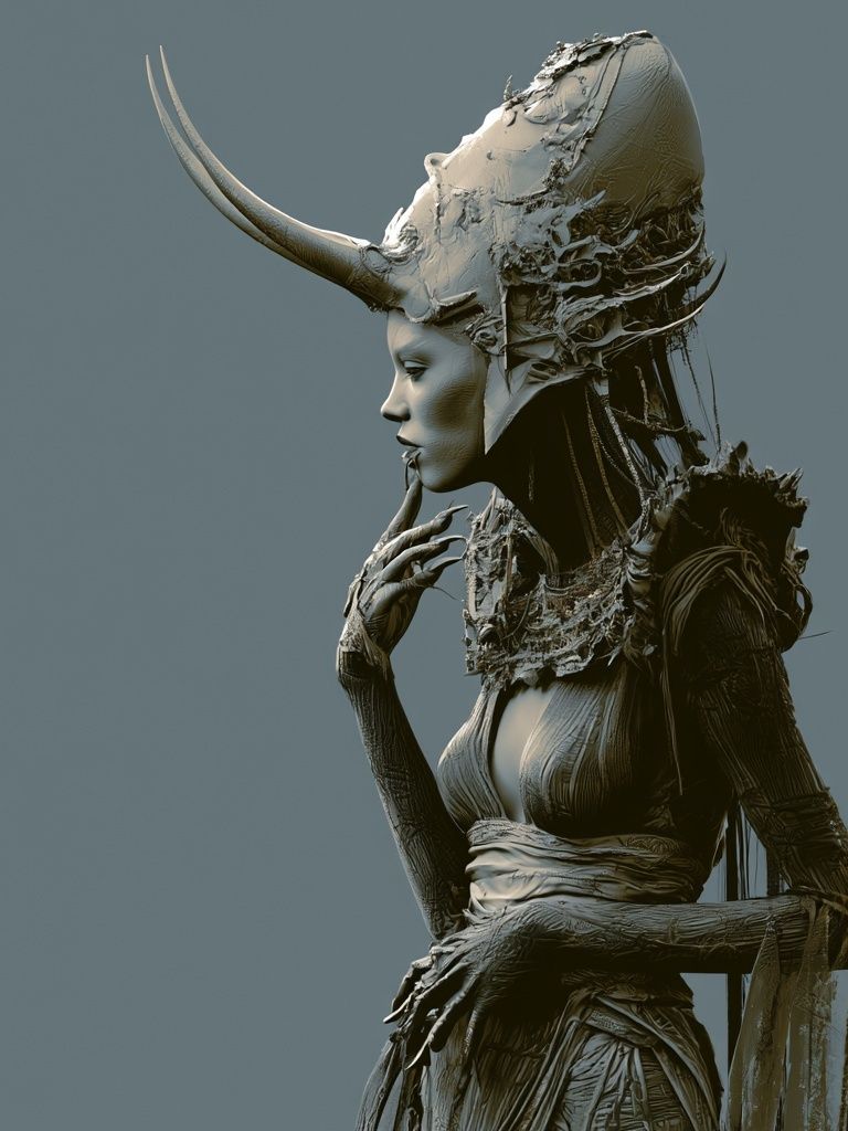 Horned Surreal Figure Print. poster — illustration art