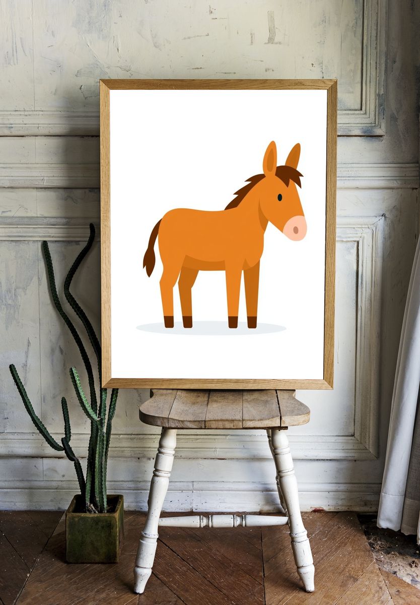 Cute Donkey Illustration Poster. room preview