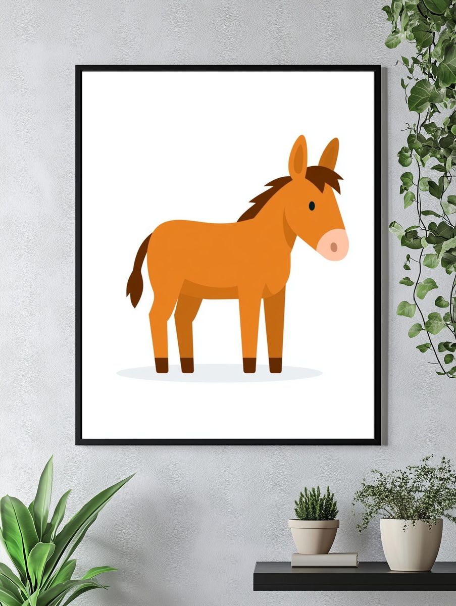 Cute Donkey Illustration Poster. — room view 4