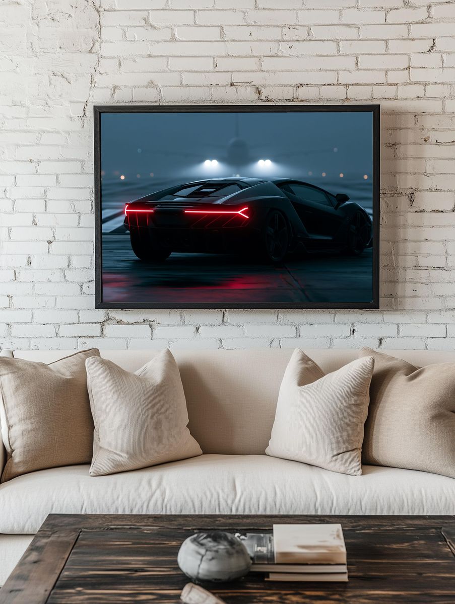 Futuristic Supercar Night Run Poster. — room view 1
