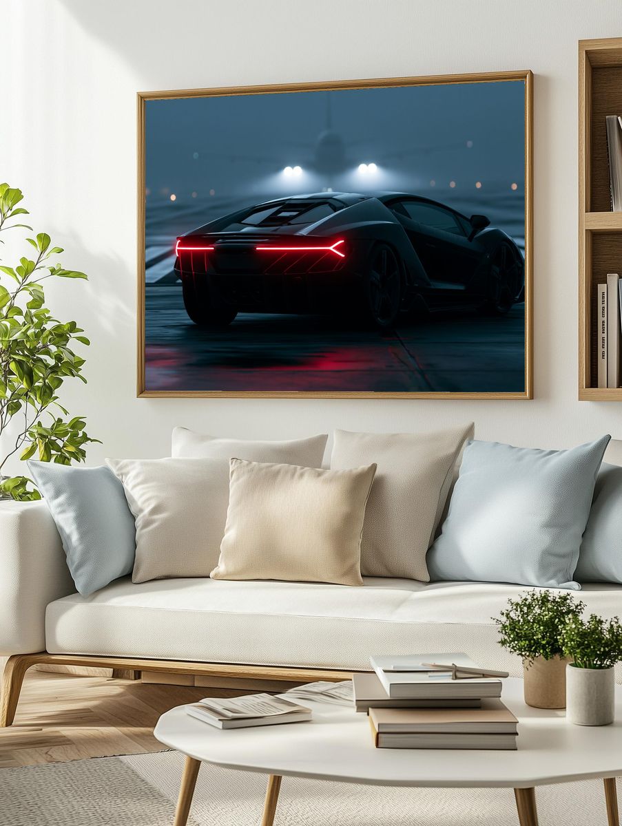 Futuristic Supercar Night Run Poster. — room view 2