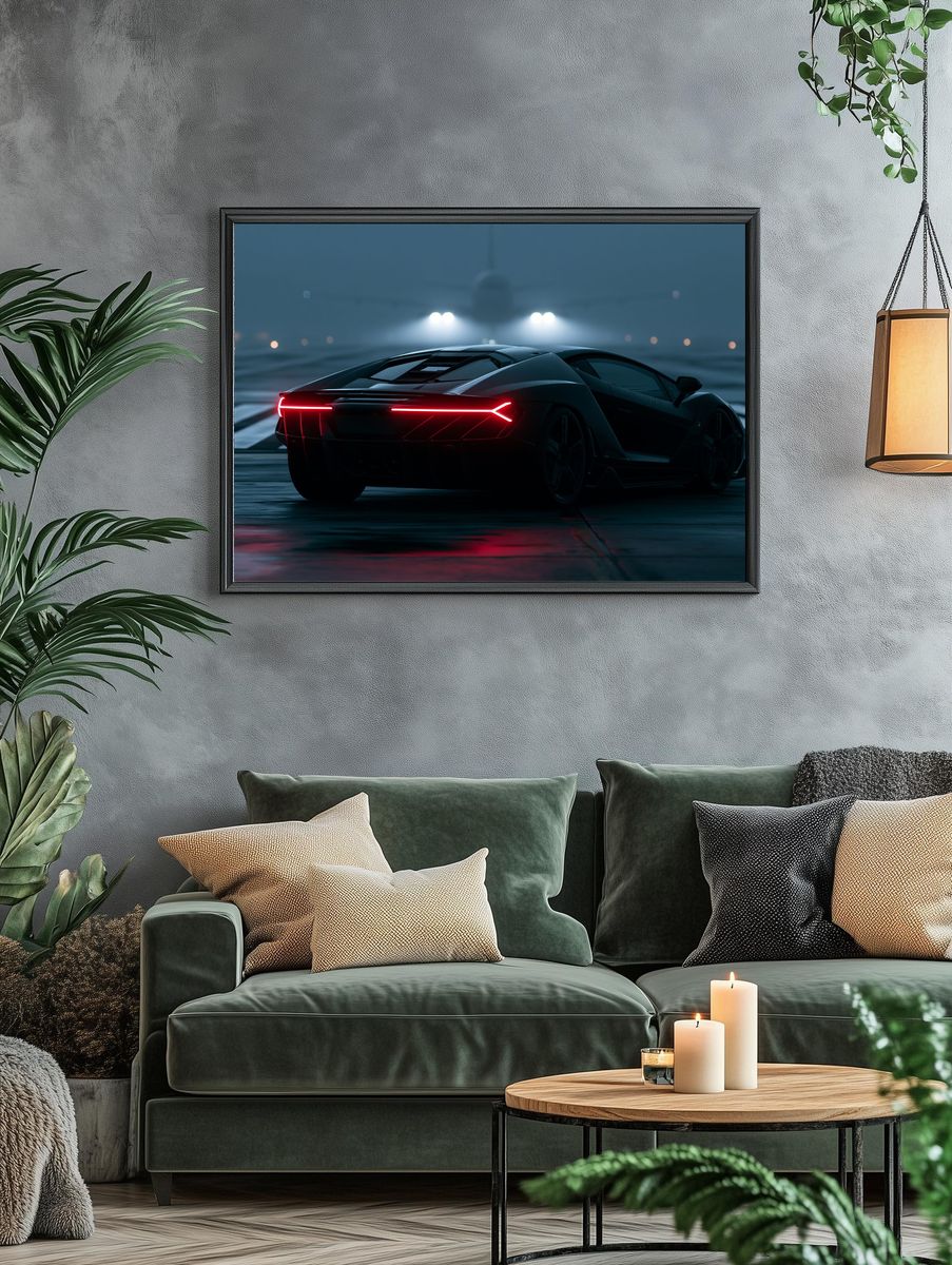 Futuristic Supercar Night Run Poster. — room view 4