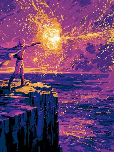 Cosmic Energy Burst Illustration Poster.