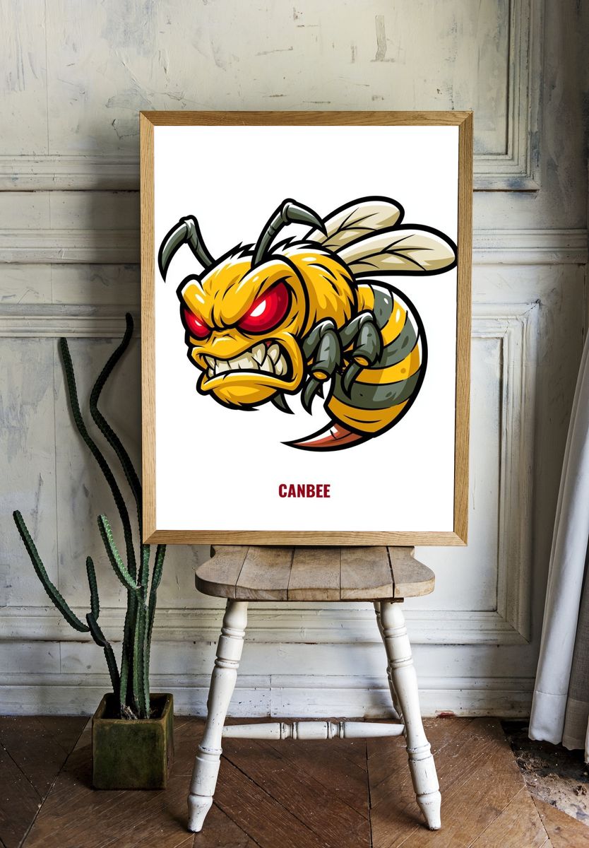Angry Bee Cartoon Poster. room preview