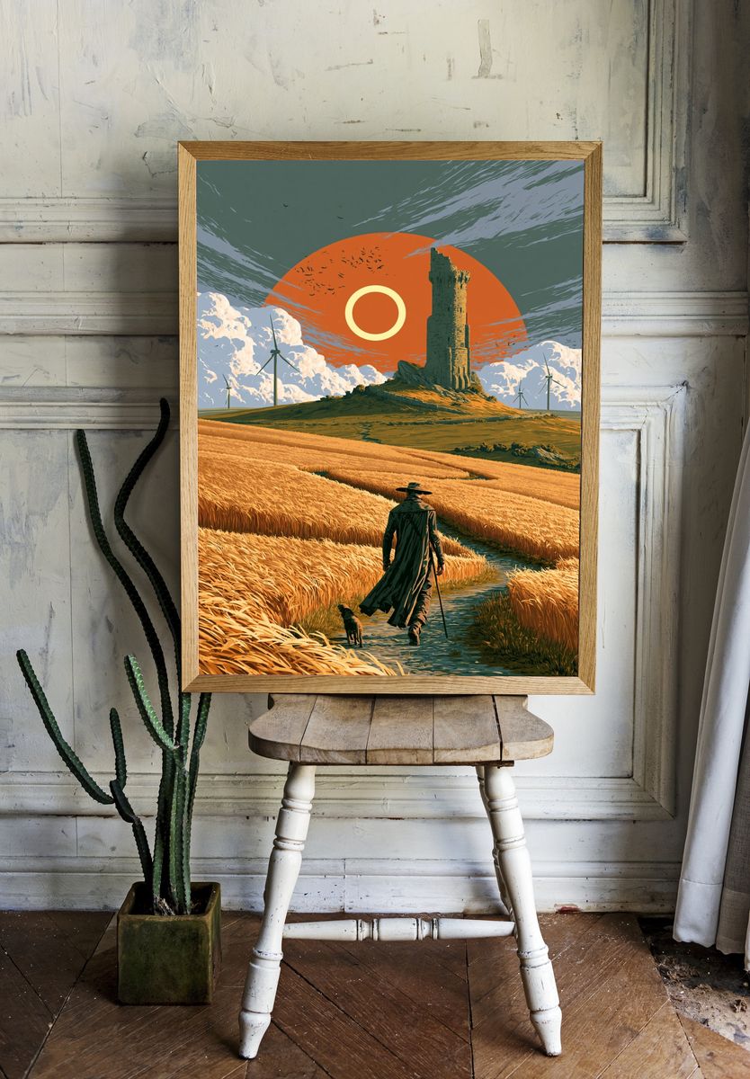 Solitary Wanderer Landscape Print. room preview