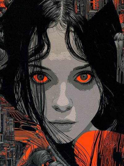 Cyberpunk Girl Portrait Print. poster