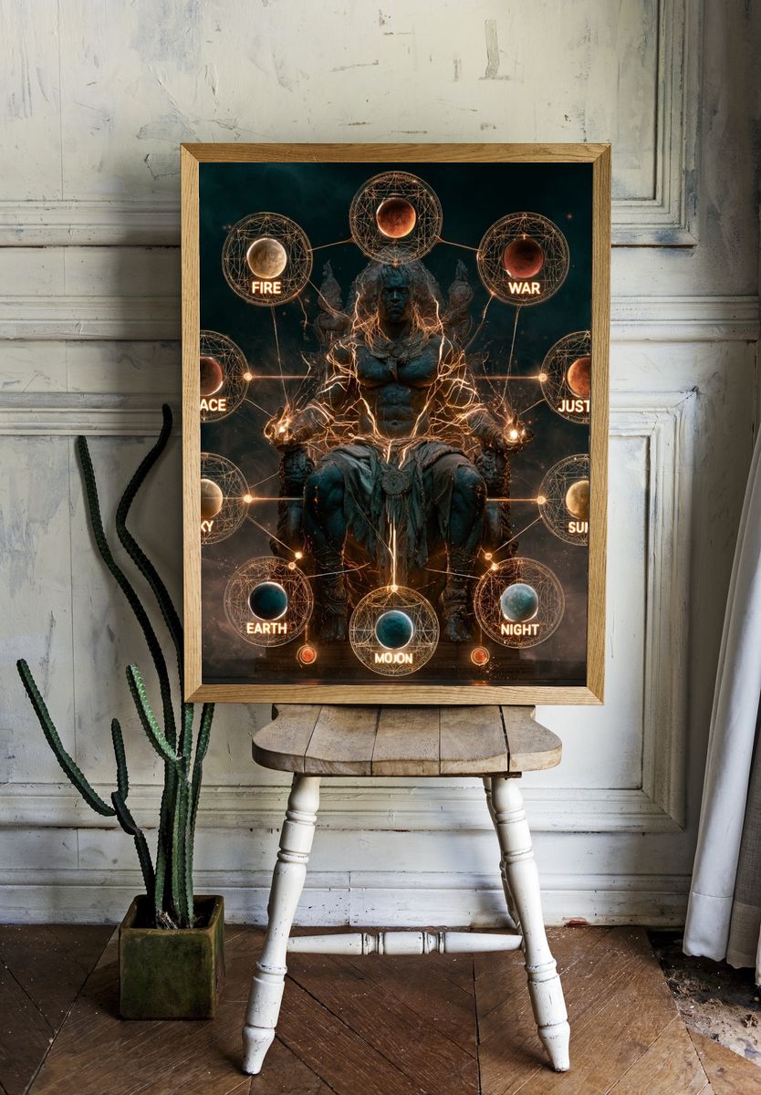 Cosmic Elements Throne Illustration Poster. — room view 1