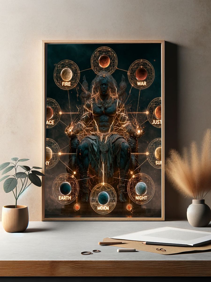 Cosmic Elements Throne Illustration Poster. — room view 2