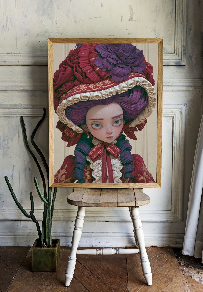 Baroque Doll Portrait Print. room preview