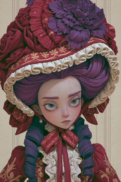 Baroque Doll Portrait Print. poster
