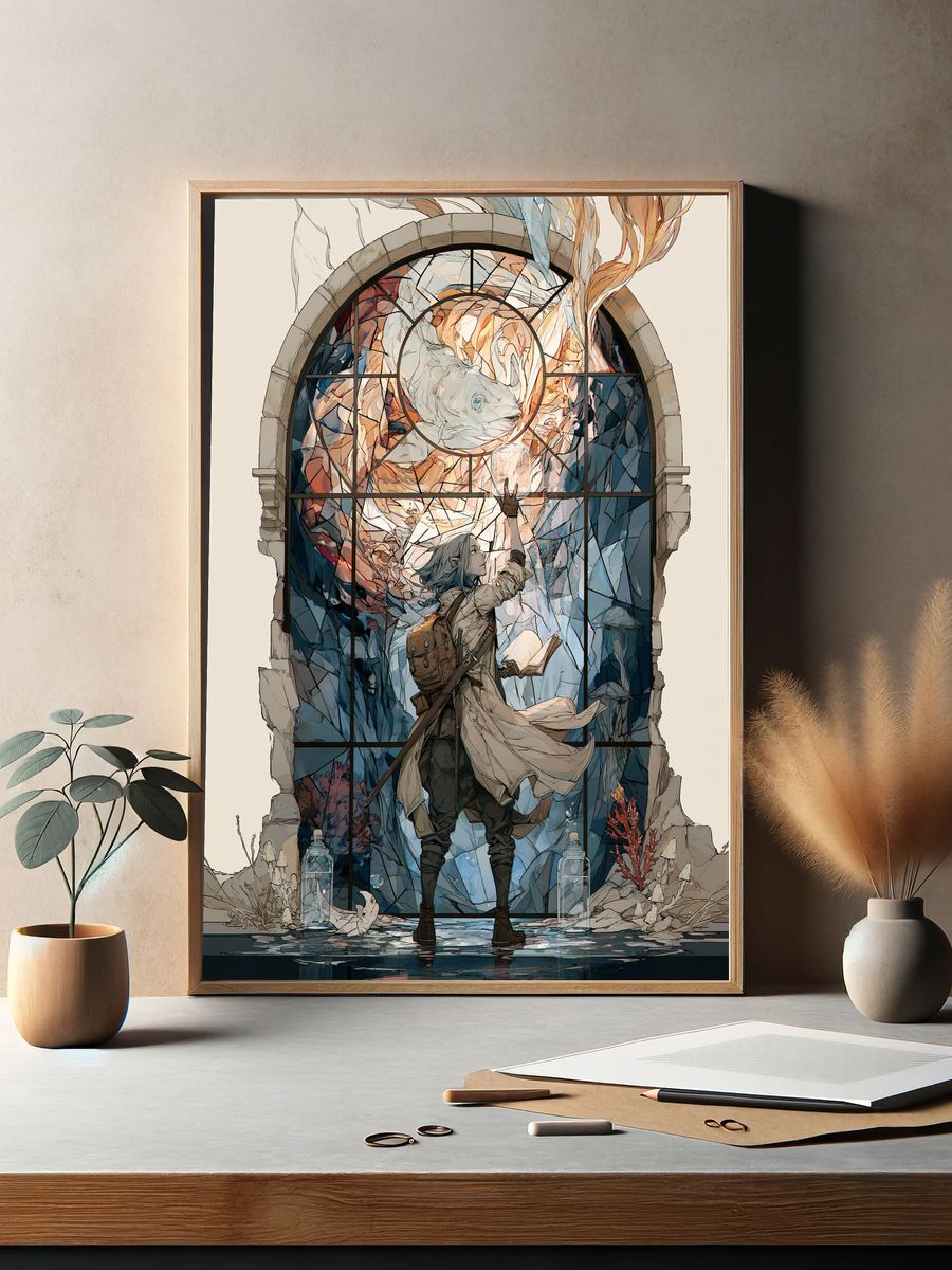 Underwater Stained Glass Fantasy Print. — room view 2