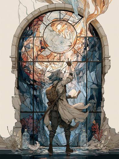 Underwater Stained Glass Fantasy Print. poster