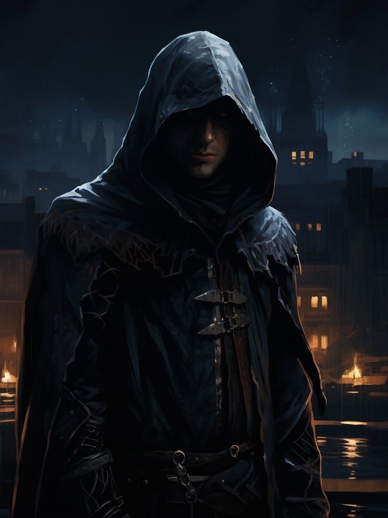 Hooded Assassin Night City Print. poster detail