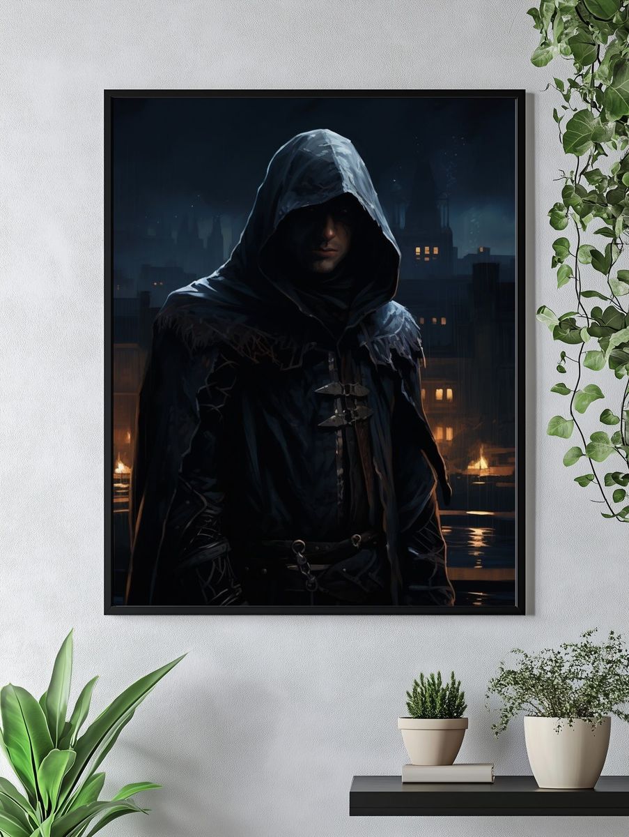 Hooded Assassin Night City Print. — room view 4