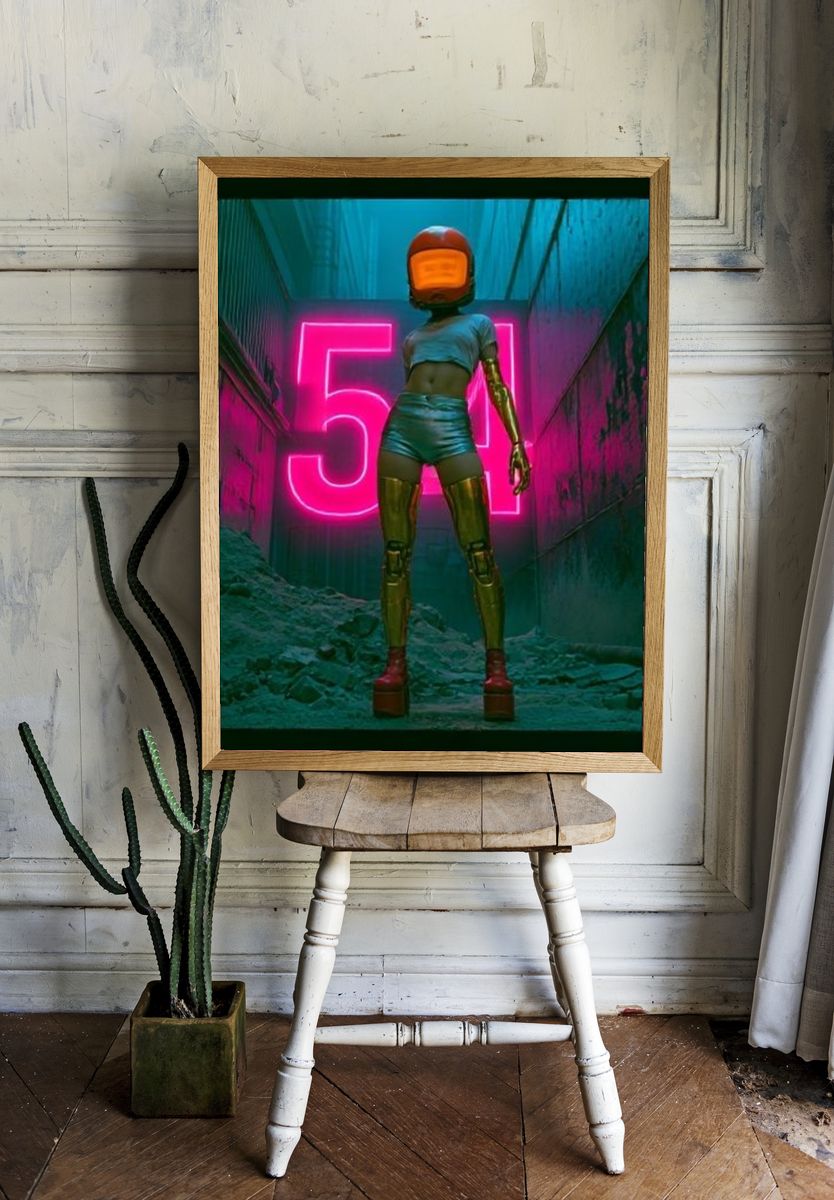 Cyberpunk Helmet Figure Poster. — room view 1