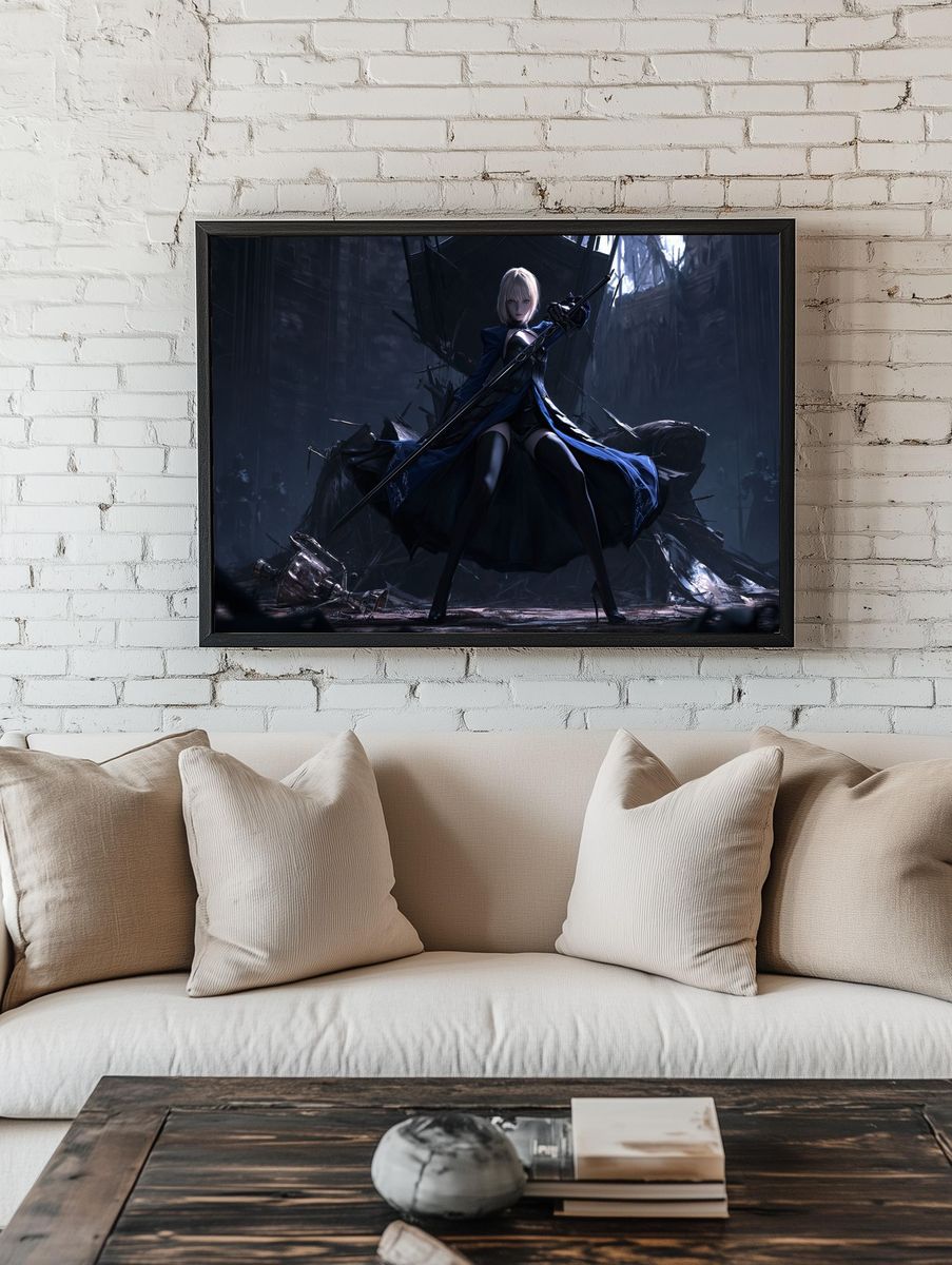 Dark Fantasy Warrior Illustration Poster. — room view 1