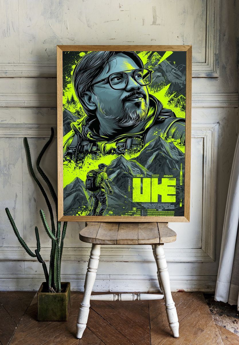 Mountain Hiker Portrait Illustration Poster. room preview
