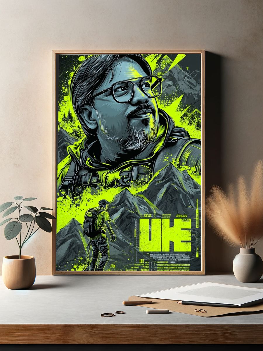 Mountain Hiker Portrait Illustration Poster. — room view 2