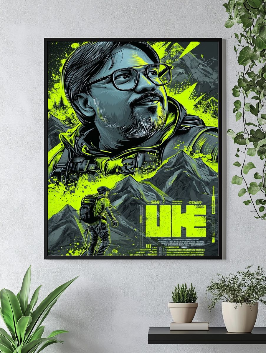 Mountain Hiker Portrait Illustration Poster. — room view 4