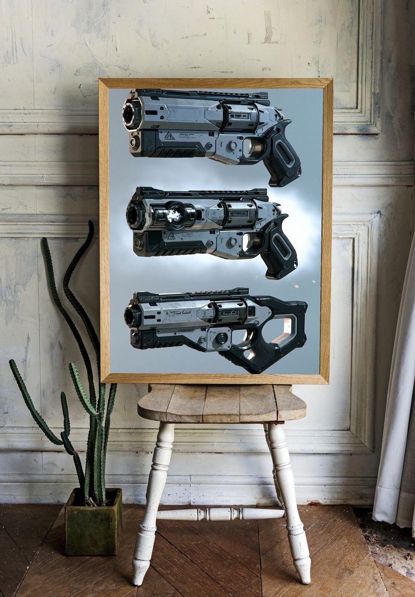 Futuristic Sci-Fi Blaster Poster. room preview