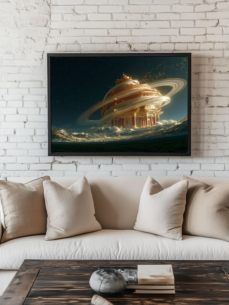 Celestial Temple Sci-Fi Poster. room preview