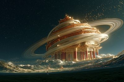 Celestial Temple Sci-Fi Poster.