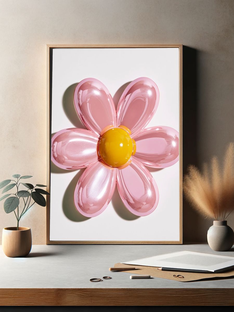 Pink Balloon Flower Print. — room view 2
