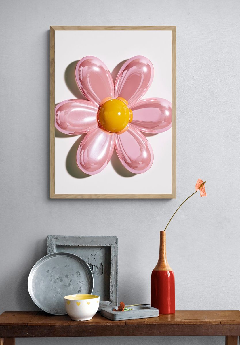 Pink Balloon Flower Print. — room view 3