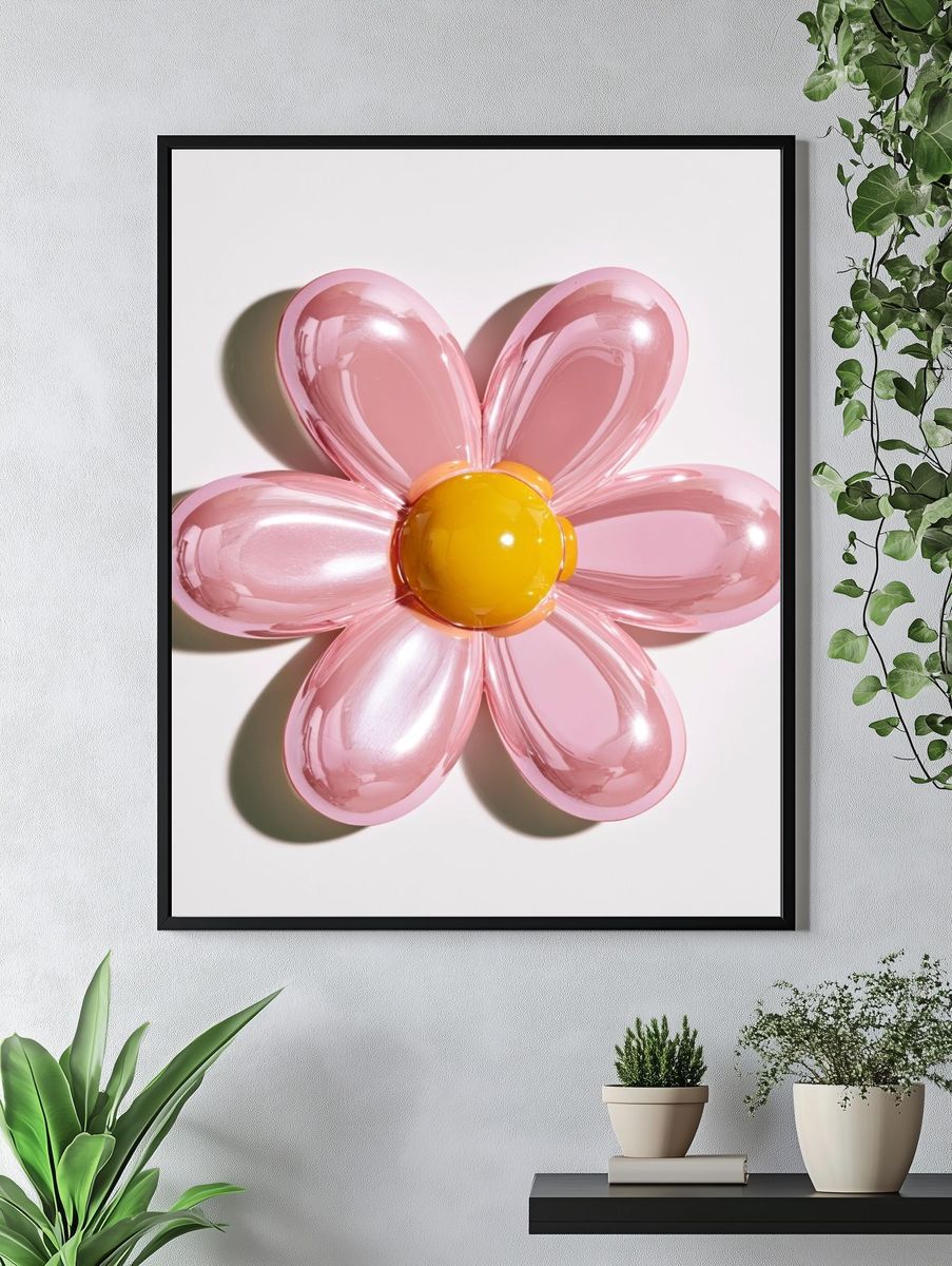 Pink Balloon Flower Print. — room view 4