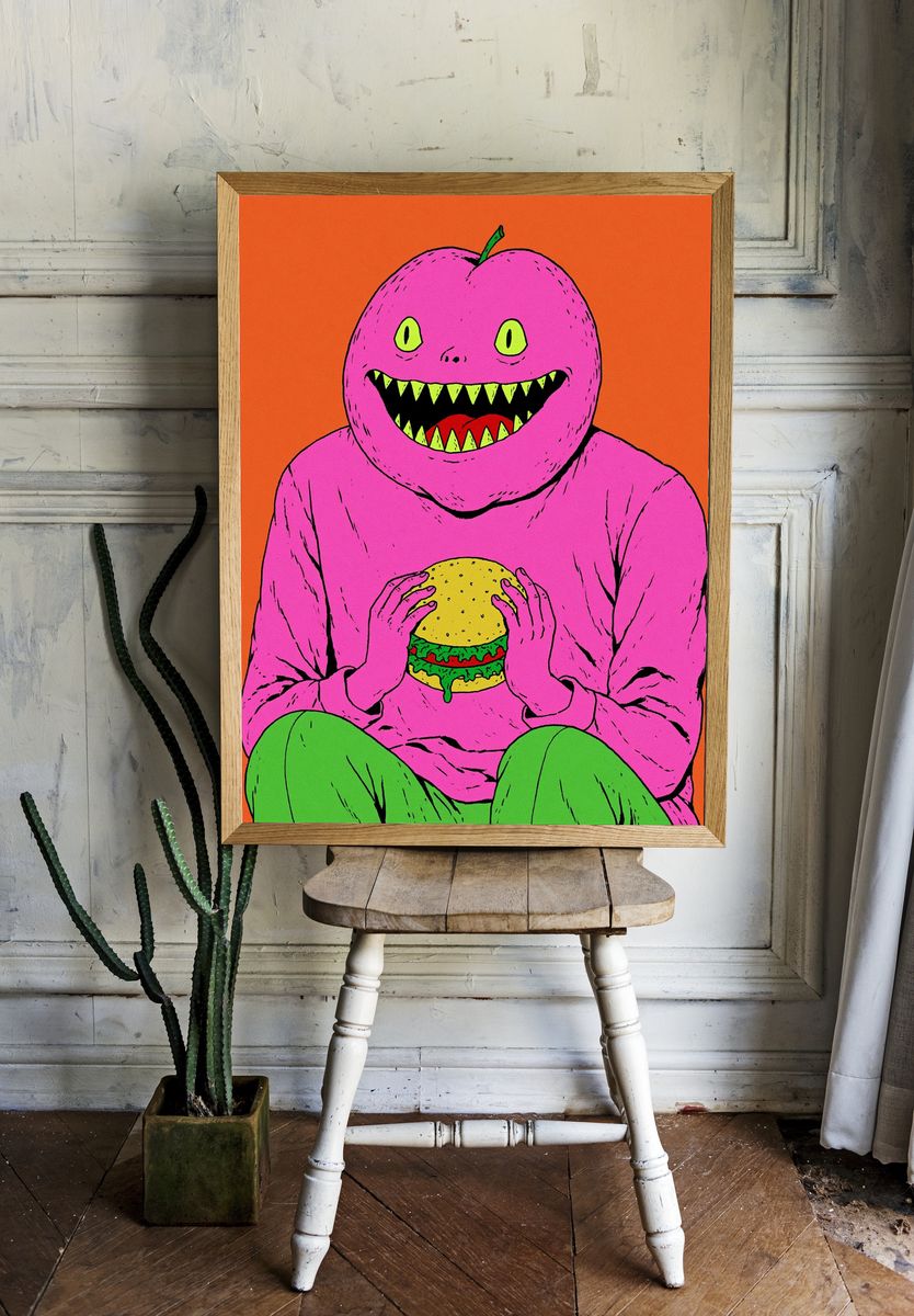 Monster Burger Illustration Poster. room preview