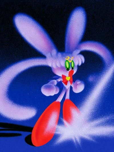 Surreal Bunny Digital Art Poster.
