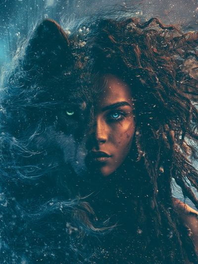 Wolf Woman Fantasy Illustration Poster.